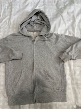 TNA Light Gray Zip-Up Hooded Sweater